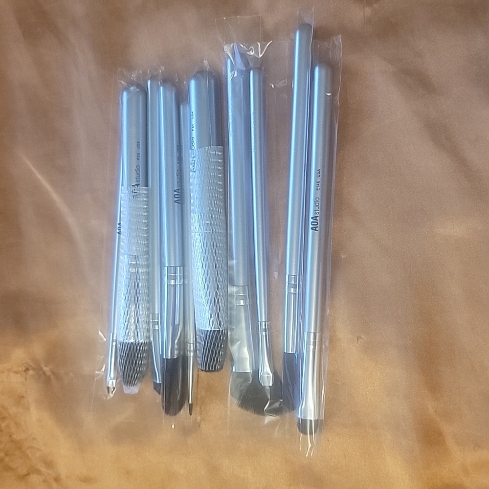 NEW 10-Piece Silver Brush Set